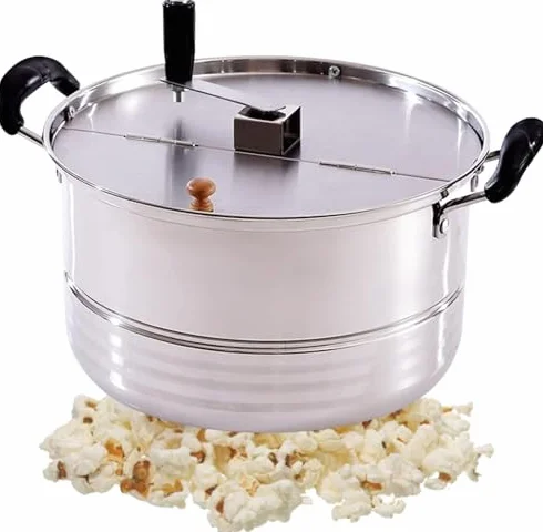 Máquina comercial de palomitas de maíz, olla de gas antiadherente de acero inoxidable para palomitas de maíz fáciles de reventar a mano