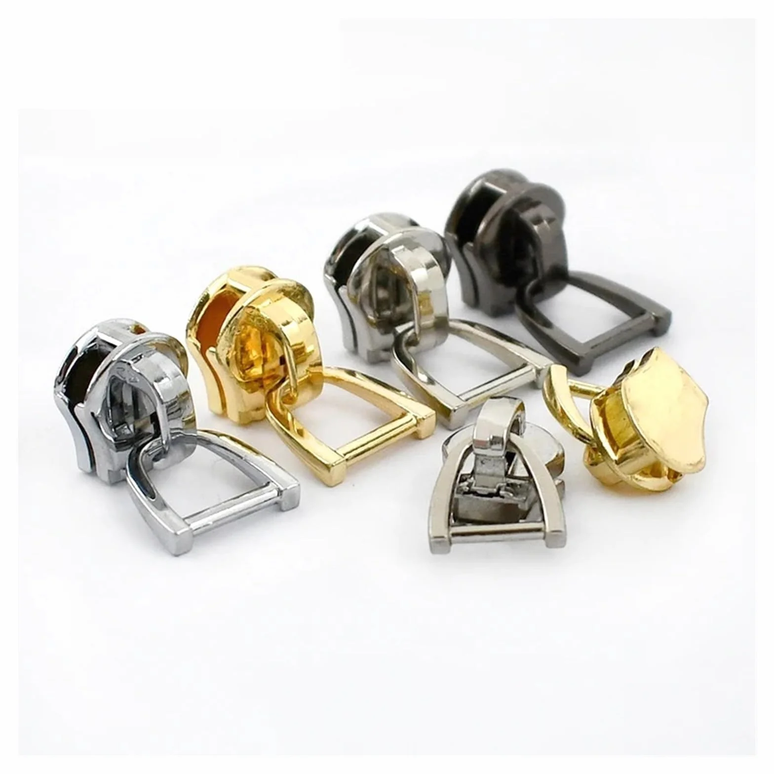 Tirador de cremallera for Metal, anillo en D, deslizadores, bolsas, chaqueta, cierre cremalleras repuesto, accesorios costura DIY, 5-20 piezas, 3#5#8#10#(GunBlack,20Pcs,ForMetal-No10)