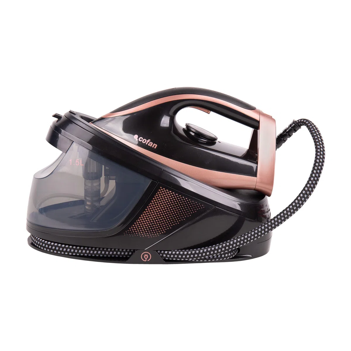 Cofan Centro de planchado 3100 W con depósito extraíble 1,5 litros, 8 bares, Vapor continuo 120 g/min, Suela de Cerámica, Autolimpieza y Apagado automático