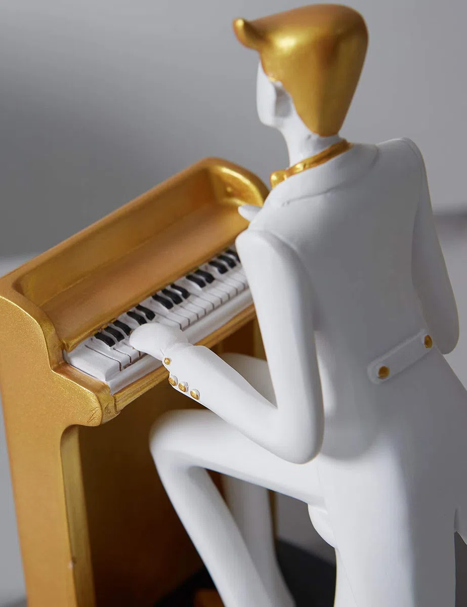 HAUCOZE Adorno Musical Estatua de Músico Escultura Piano Figura Modern Decoración Arte Hogar Regalo para Salón Comedor Oficina 22cm