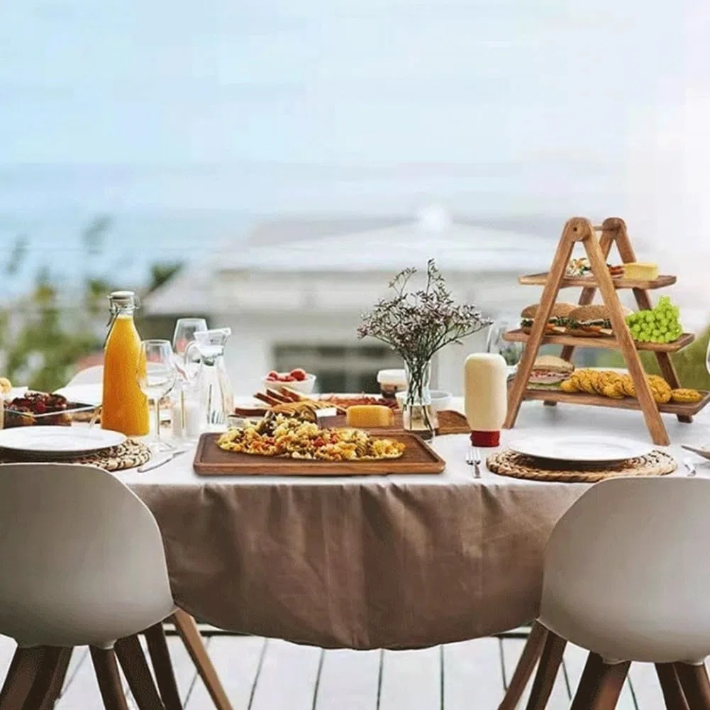 Bandeja para servir de niveles de madera, bandeja de pisos decorativa, soporte para tartas, bandeja de pisos de estilo granja, bandeja de servir para platos y bandejas de fiesta
