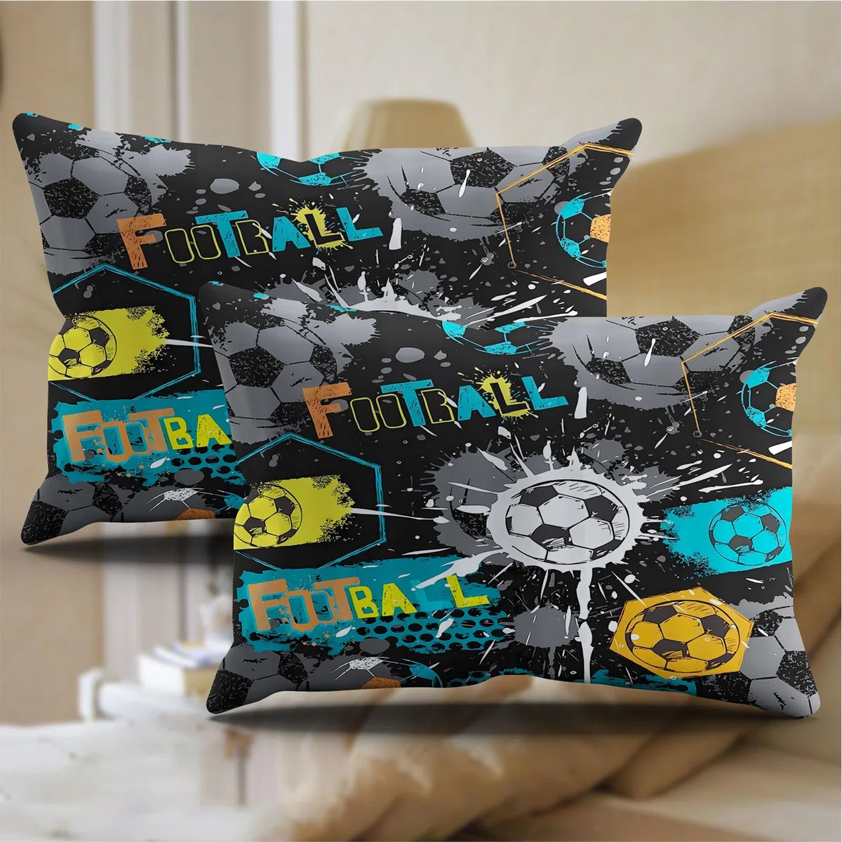 Funda nordica Futbol 135x200,Suave y cómoda Microfibra Juego de Cama de fútbol,con Cremallera Funda nordica Futbol +2 Fundas de Almohada de 50 x 75 cm (Footbal-A, 135x200cm)