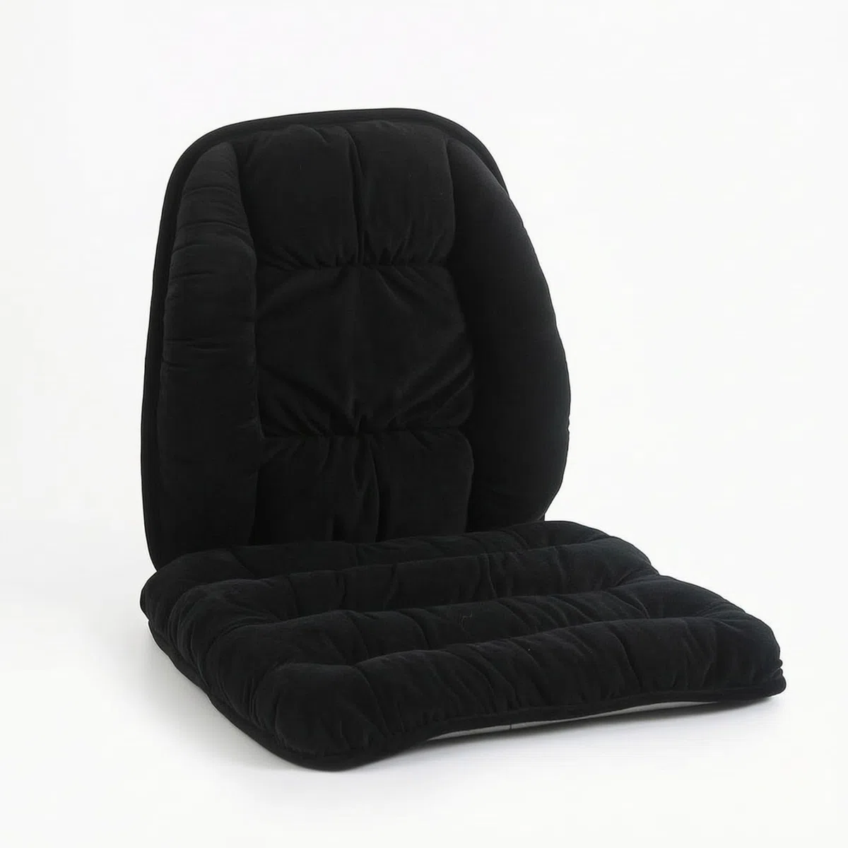 Cojín Silla con Respaldo Cómodo Cojín con Respaldo Suave para Teletrabajo, Negro Misterioso, Cojín 45x45cm + Soporte Lumbar