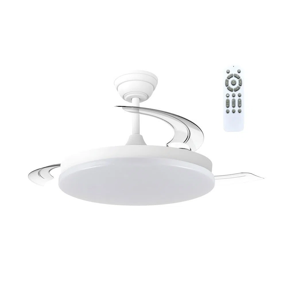 wonderlamp - Ventilador de Techo ultra silencioso, 7 velocidades, LED Verno Eco Blanco, Aspas Retráctiles, Motor DC, CCT Regulable 3000K-6000K, Mando, Función Noche, Verano Invierno, Ø106 cm