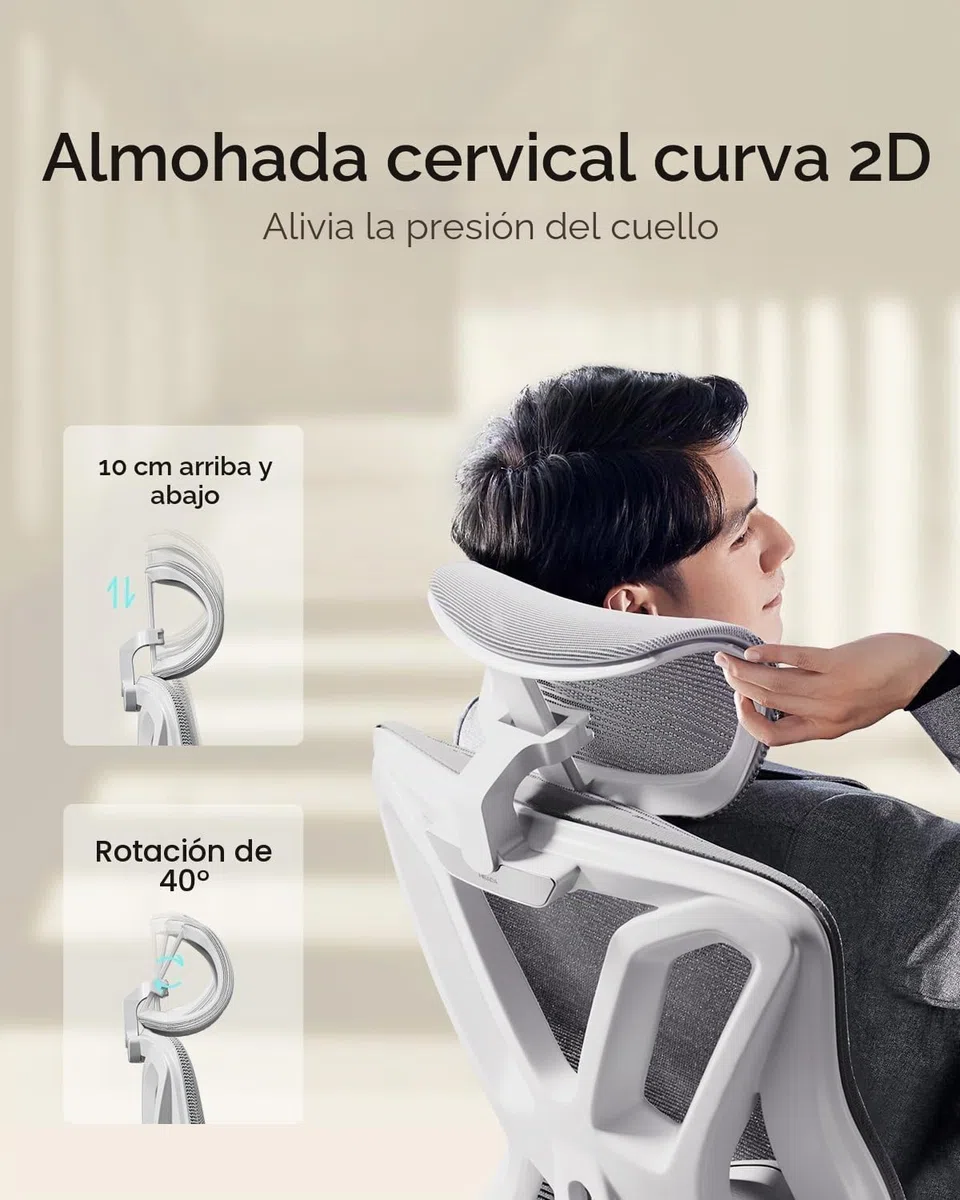 Hbada P5 Silla de Oficina ergonómica con Soporte Lumbar Ajustable, cojín elástico Transpirable, reposabrazos Ajustables y reposacabezas, Reposapiés Integrado, Negro (Aluminium, Blanco)