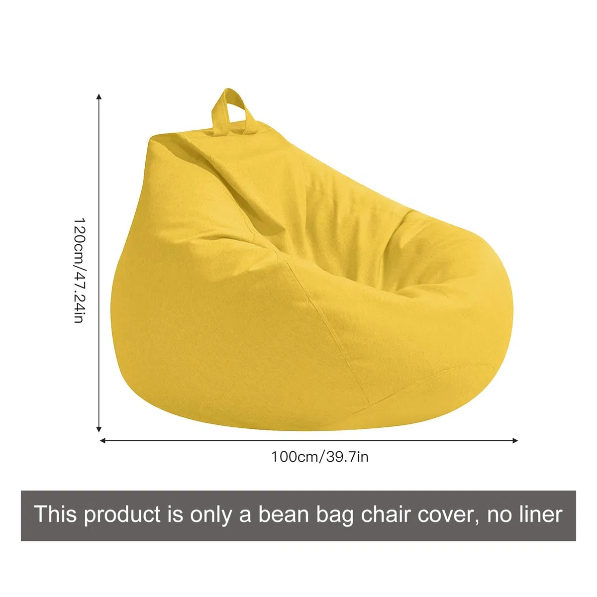 Puf para niños y Adultos, 100 x 120 cm, Funda sin Relleno, para Sacos de Frijoles con Cremallera, a Prueba de Polvo, no para Oficina, Dormitorio, terraza, salón (Amarillo, XL)