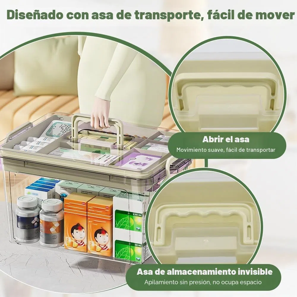 Caja Botiquín Medicamentos Organizador de Medicamentos en Casa Caja para Medicamentos con Compartimentos Caja Organizadora para Medicina Papelería Cosmética en Casa Oficina-31x21x17cm