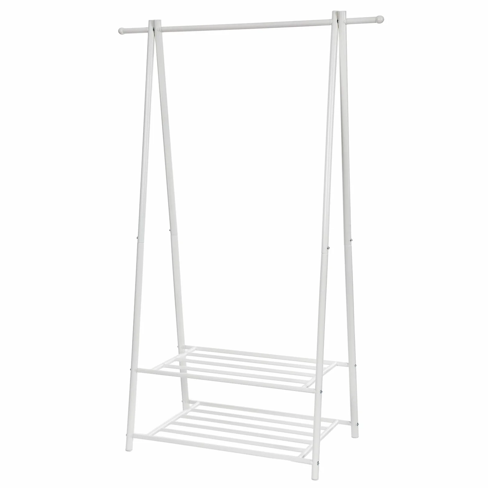 SONGMICS Perchero con Estante de 2 Niveles para Zapatos y Cestas, Estructura Metálica, Ahorra Espacio, Ideal para Dormitorio, Entrada, Oficina y Más, Blanco Cremoso HSR05W