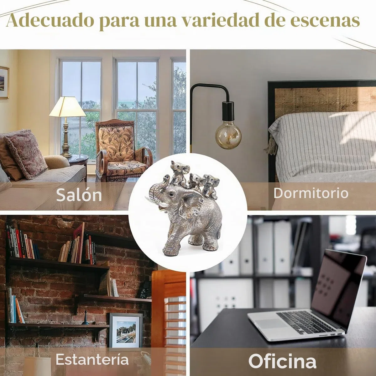Elefantes Decoracion Figuras, Elefante de la Suerte, Figuras Decorativas Modernas Salon, Estatua Elefante Resina Cariñosas para Salón, Escritorio, Oficina - Plata