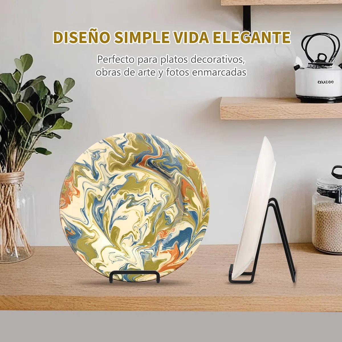 Soporte Platos Mesa Caballete Expositor - 4 Piezas Soportes para Platos Decorativos - Soporte de Placa para Exhibicion - Caballetes de Hierro Negro Para Marcos de Fotos | Libros | Arte - 6 Pulgadas