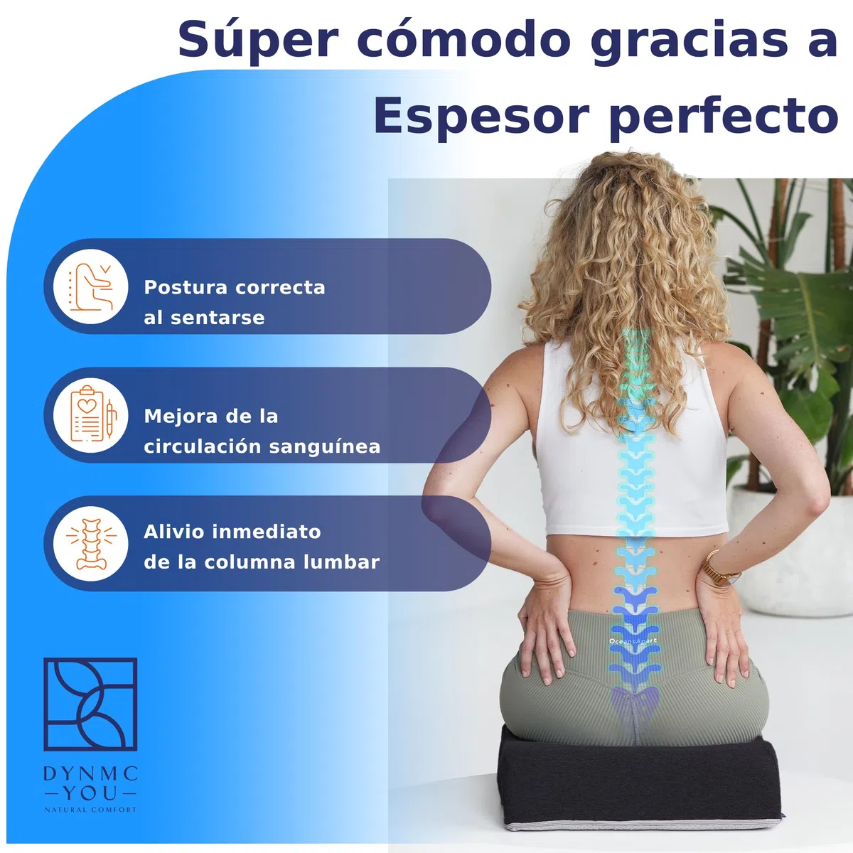 DYNMC you Cómodo Cojin Elevador Asiento Adulto - Funda Oeko-Tex - Cojin Coche Conductor Estable de 13cm de Grosor - Asiento de Espuma para Coche, Oficina, Silla Ruedas, Ayuda para levantarse Negro