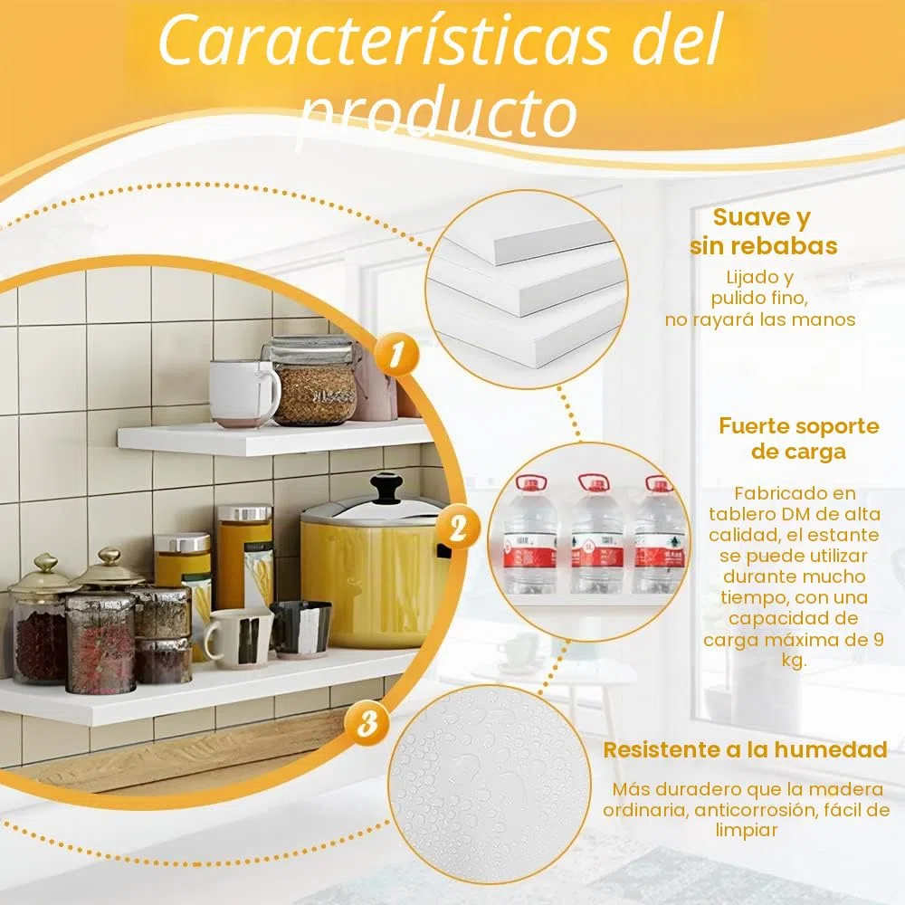 ThatsRad 3 Pzs Estanteria Flotante Pared 40 * 15 * 1,5cm Baldas Pared Blancas de MDF Estante de Pared Montaje Oculto para Libros, Fotos Estantes Flotantes Moderno para Baño, Salón, Cocina, Pasillo