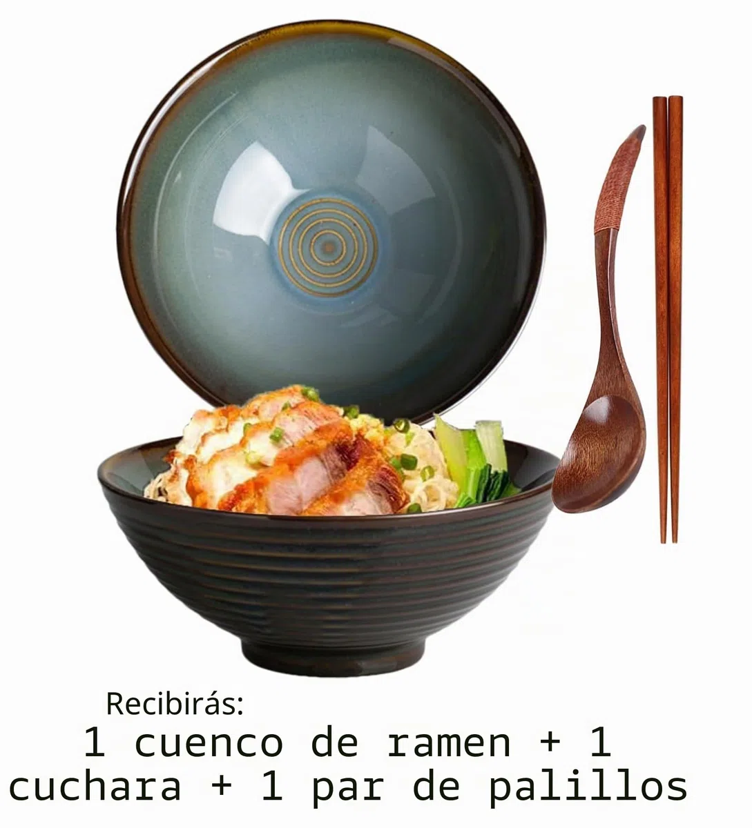 Ramen Bowl Set With Chopsticks and Spoon - Japanese Ceramic Soup Bowls, Vintage 1200ml Müslischalen, Ensaladera