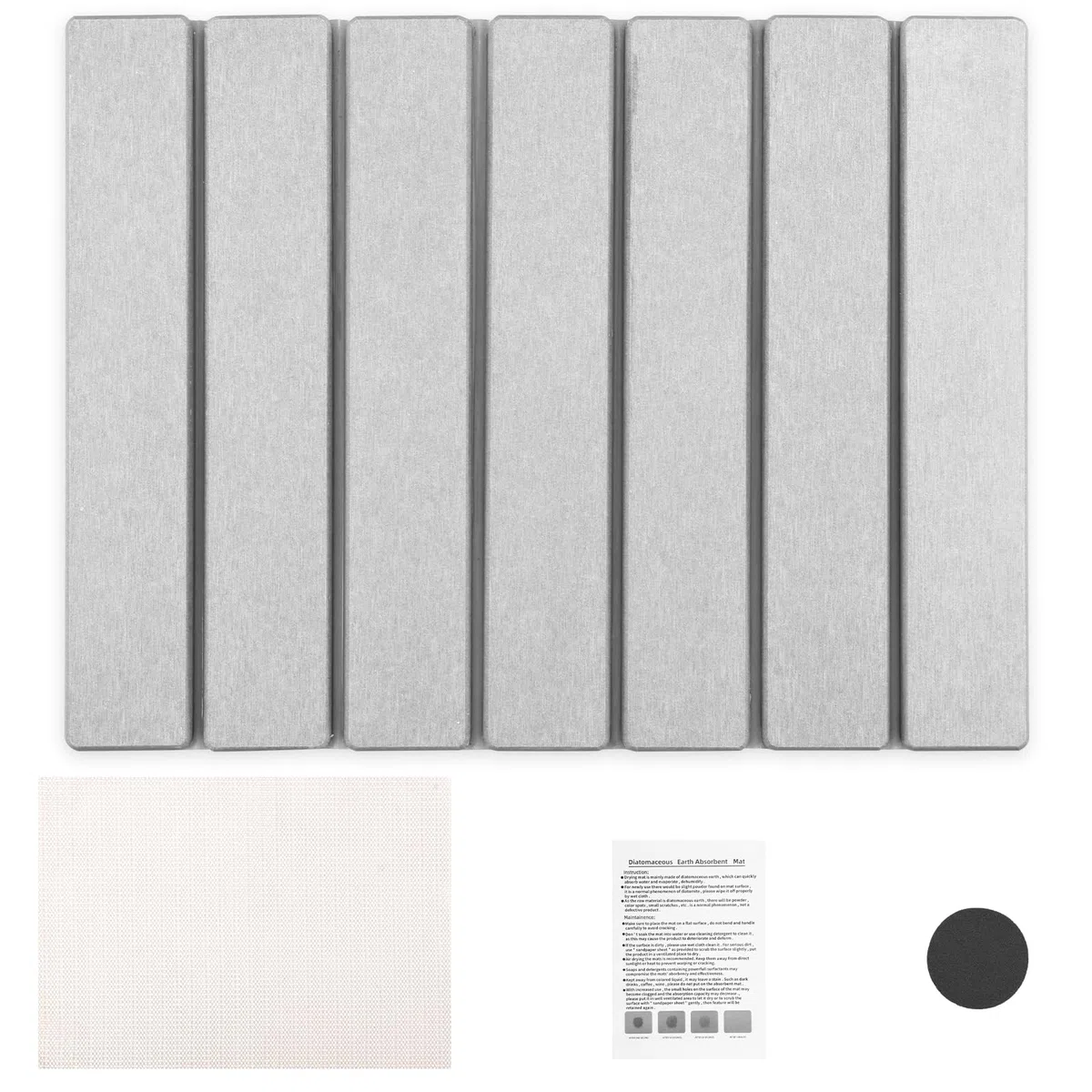 Stone Drying Mat Kitchen 40 x 30 cm - Alfombrilla plegable para escurreplatos, antideslizante, absorción de agua, secado, aislamiento térmico, vajilla de apoyo, vajilla (gris, 40 + 30