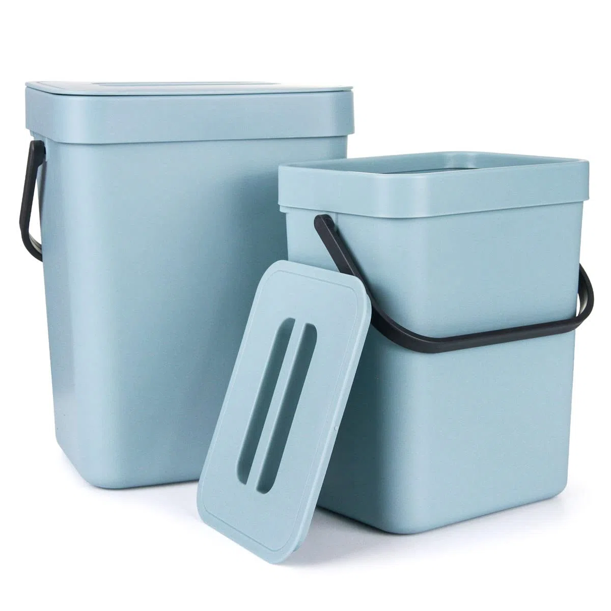 Spesh 2 Piezas (3L+5L) Cubos Basura pequeño Cubos de Basura Cocina con Tapa Cubos Basura Extraible bajo Fregadero para Cocina, Dormitorio, baño (Azul)
