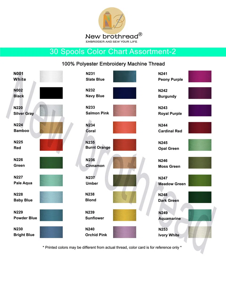 New brothread 30 Nuevos Janome Colores Poliéster Máquina Bordado Hilo 500M - Surtido 2