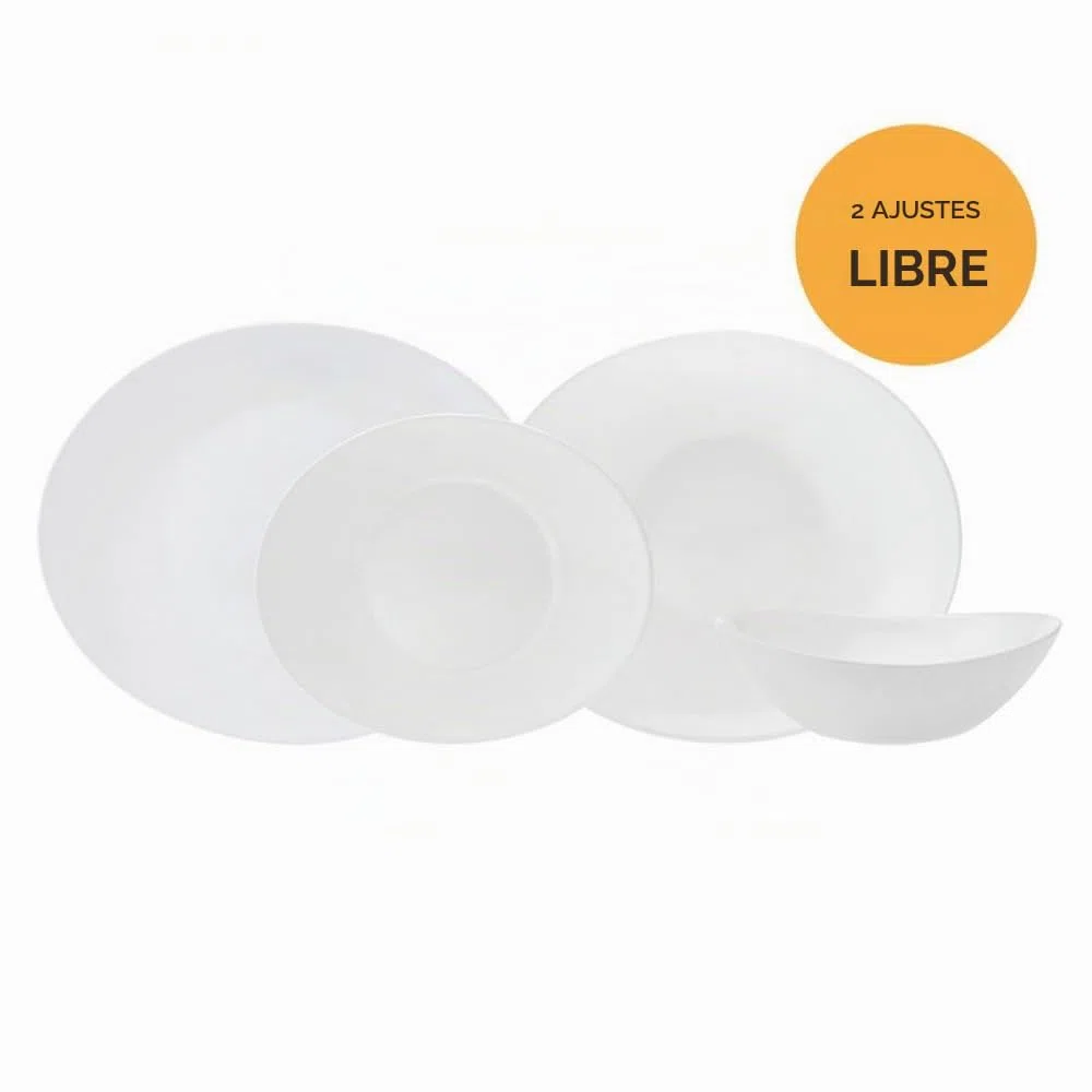 Karaca White Pure - Vajilla de cristal de 24 piezas para 6 personas, elegante vajilla resistente al calor con platos llanos, pasta, cuencos de cereales y platos de postre/acompañamiento