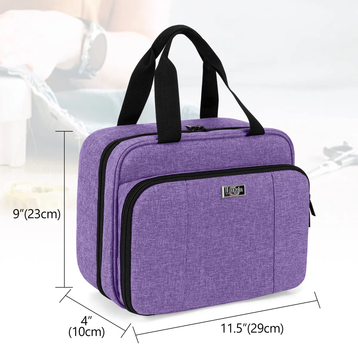 Luxja Costurero Grande, Organizador para Accesorios de Máquina Coser, Bolsa para Accesorios de Máquina Coser para el Hombro, Patente Pendiente(Sin Accesorios), Púrpura