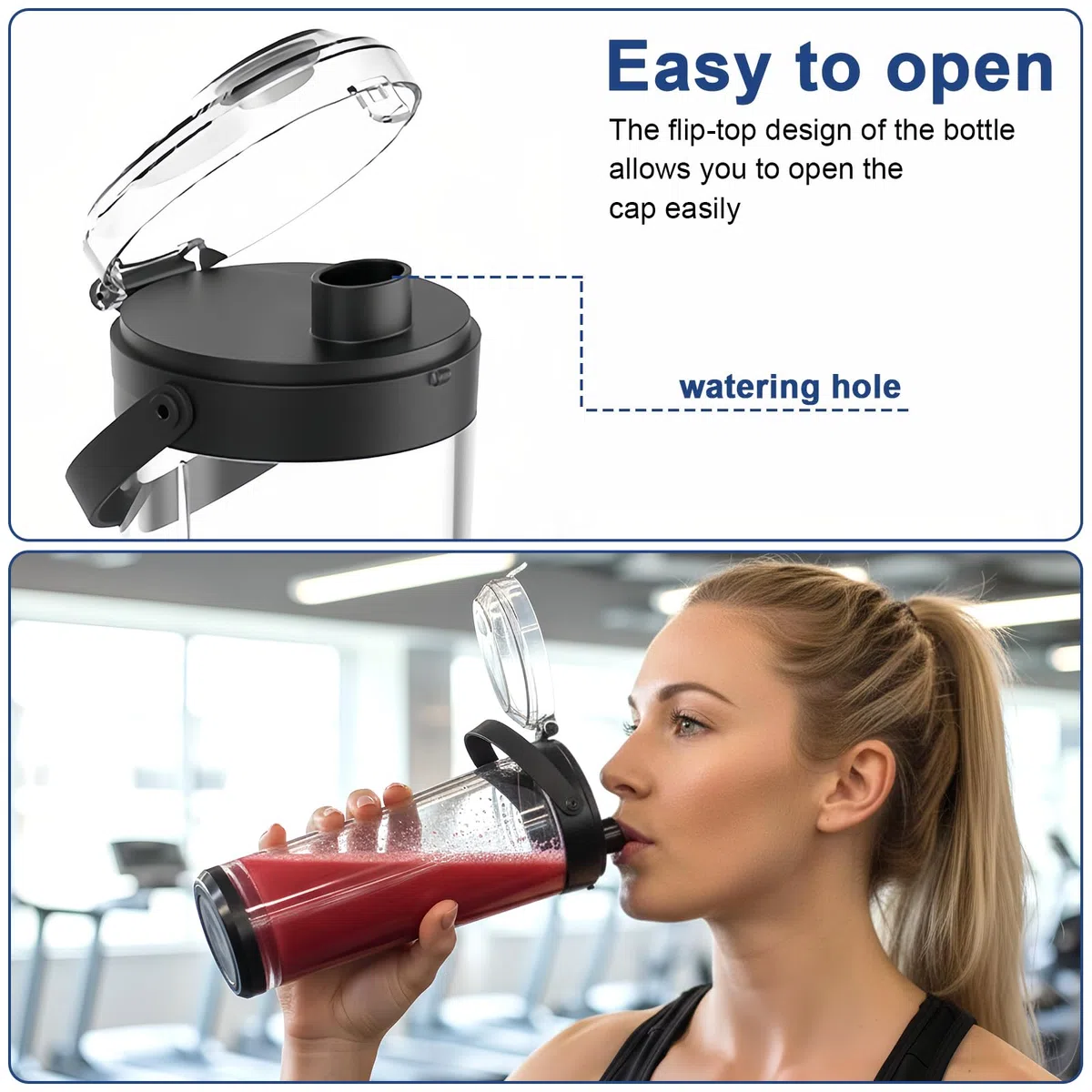 Licuadora portátil para batidos y smoothies,TOPESCT 500ml mini licuadora personal recargable por USB con 6 cuchillas ultra afiladas para viajes,oficina y deportes(Negro)