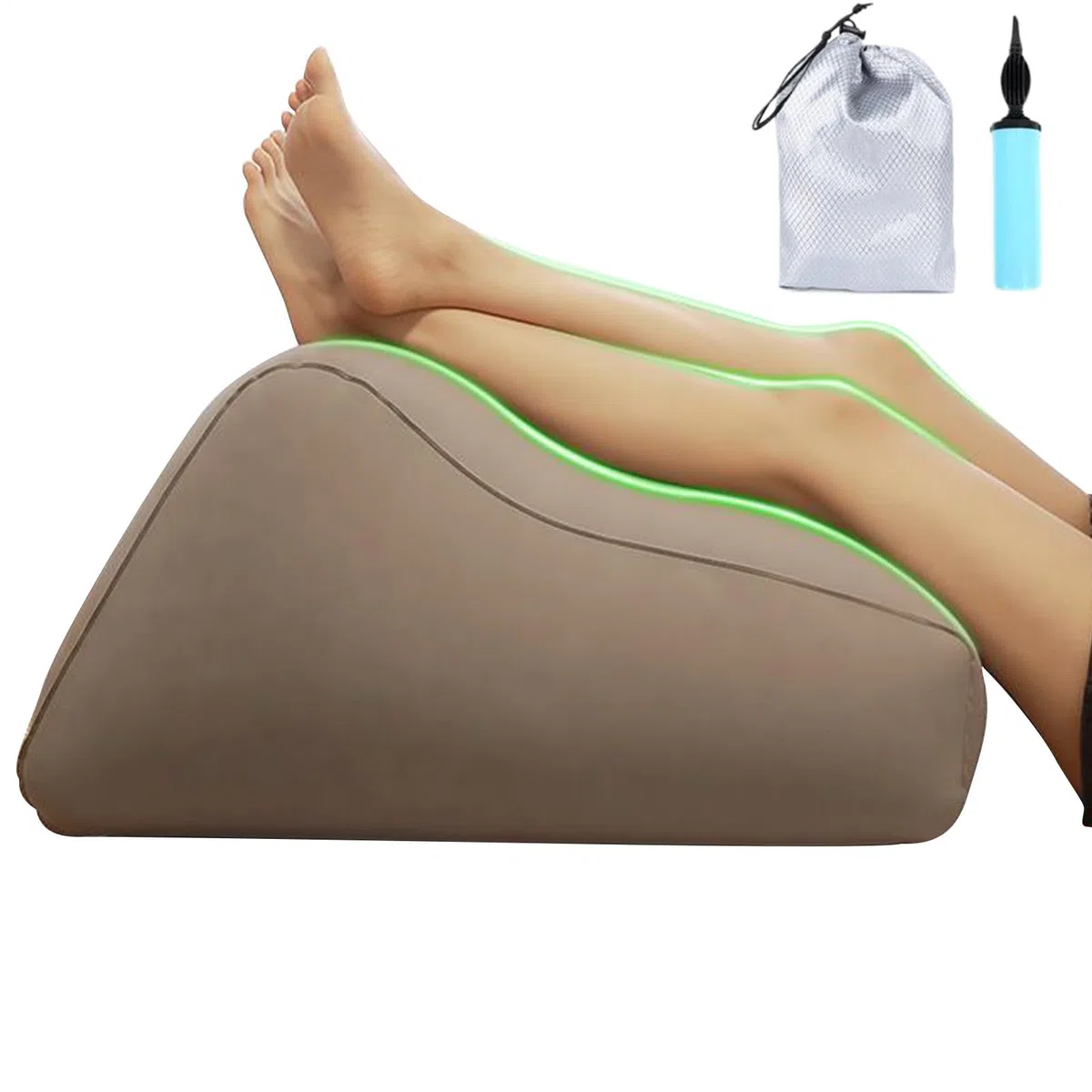 Almohada de Elevación para Piernas Hinchadas Cojín de Soporte para Piernas | Cojín Cuña Para Cama Inflable para Embarazo Viajes Cama Sofá Adultos y Mayores