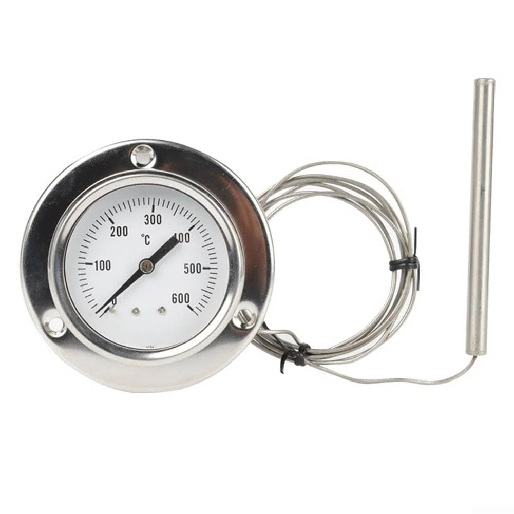 Termómetro industrial para horno con sonda capilar de presión de acero inoxidable y extensor de 1 5 metros para rango de temperatura de 0 a 600 grados Celsius