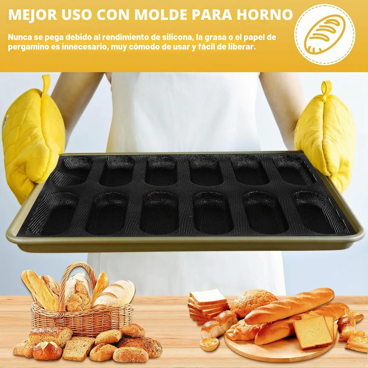 Molde de pan francés antiadherente perforado molde de pan, molde para hornear