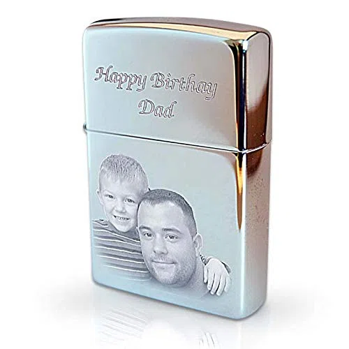 Mechero Personalizado con Texto y Dibujo - Encendedor Gasolina Personalizado con Foto - Grabado con Texto o Dibujo Cumpleaños, Aniversario, Dia del Padre