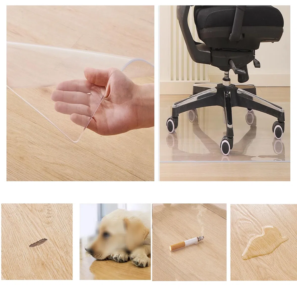 PVC Alfombra Silla Oficina,Dining Chair Mat,Transparente Tapete Antideslizante para Parquet Protector Suelo Silla Oficina,Personalizable Tamaño (Transparent,2mm,120x250cm)