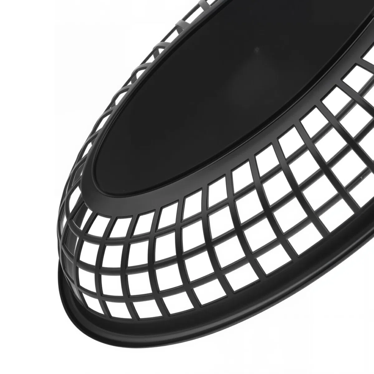 JAPCHET 50 cestas ovaladas de plástico reutilizables para comida rápida - Para servir hamburguesas, sándwiches, papas fritas - Ideales para picnics, barbacoas, fiestas - Negro, 24 x 15,5 x 4,7 cm