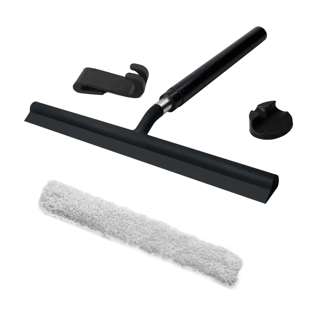Estropajo telescópico de silicona con cubiertas de tela y gancho, ideal para ducha, vidrio, azulejos, suelos, espejos. Herramienta de limpieza versátil para el baño