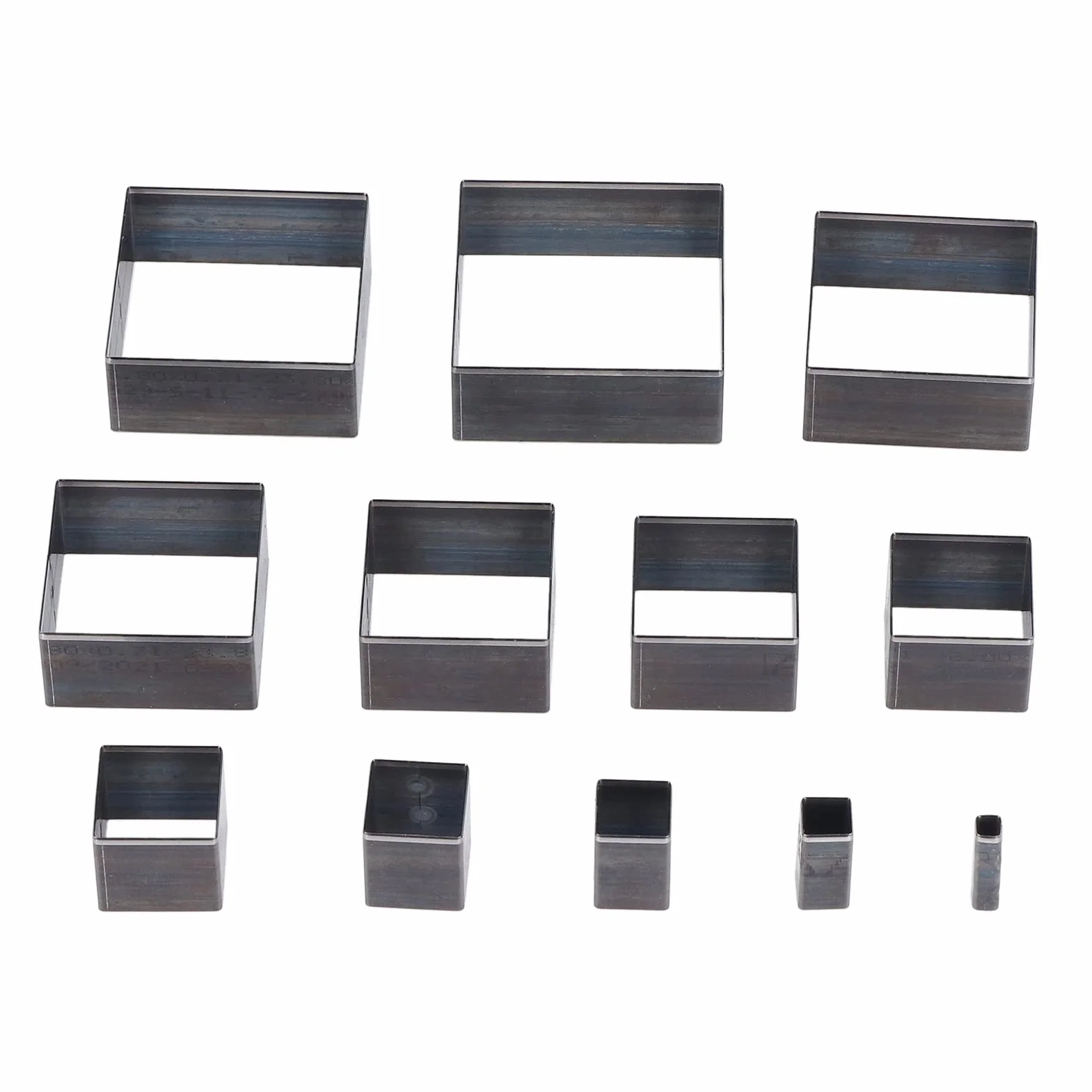 Molde para Cortar Cuero Cuadrados, Juego de 12 Troqueles para Tela, Arcilla, Goma, Acero de Aleación, Fabricación de Joyas a Mano con Cortes Transparentes