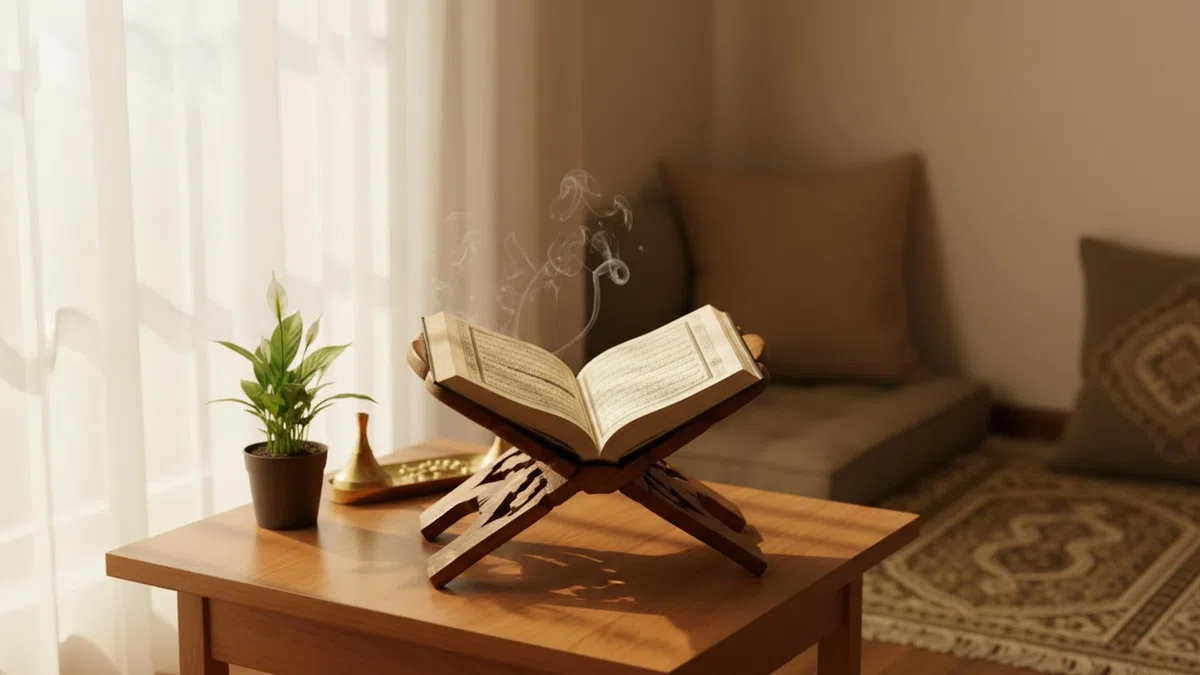 Hermoso Soporte de Madera Hanadmade para Libros de Oración y Sagrados Religiosos - Plegable, Tradicional para Biblia, Corán, Geeta - Lectura Gratuita en Sala