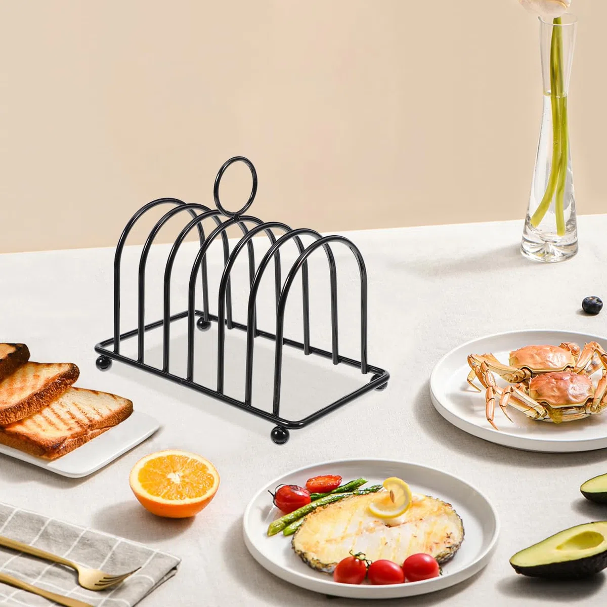 Soporte para Tostadas De Acero Inoxidable Multifuncional Estante para Pan Rebanado Y Libros Estante Compacto para Cocina Comedor Y Sala De Estudio