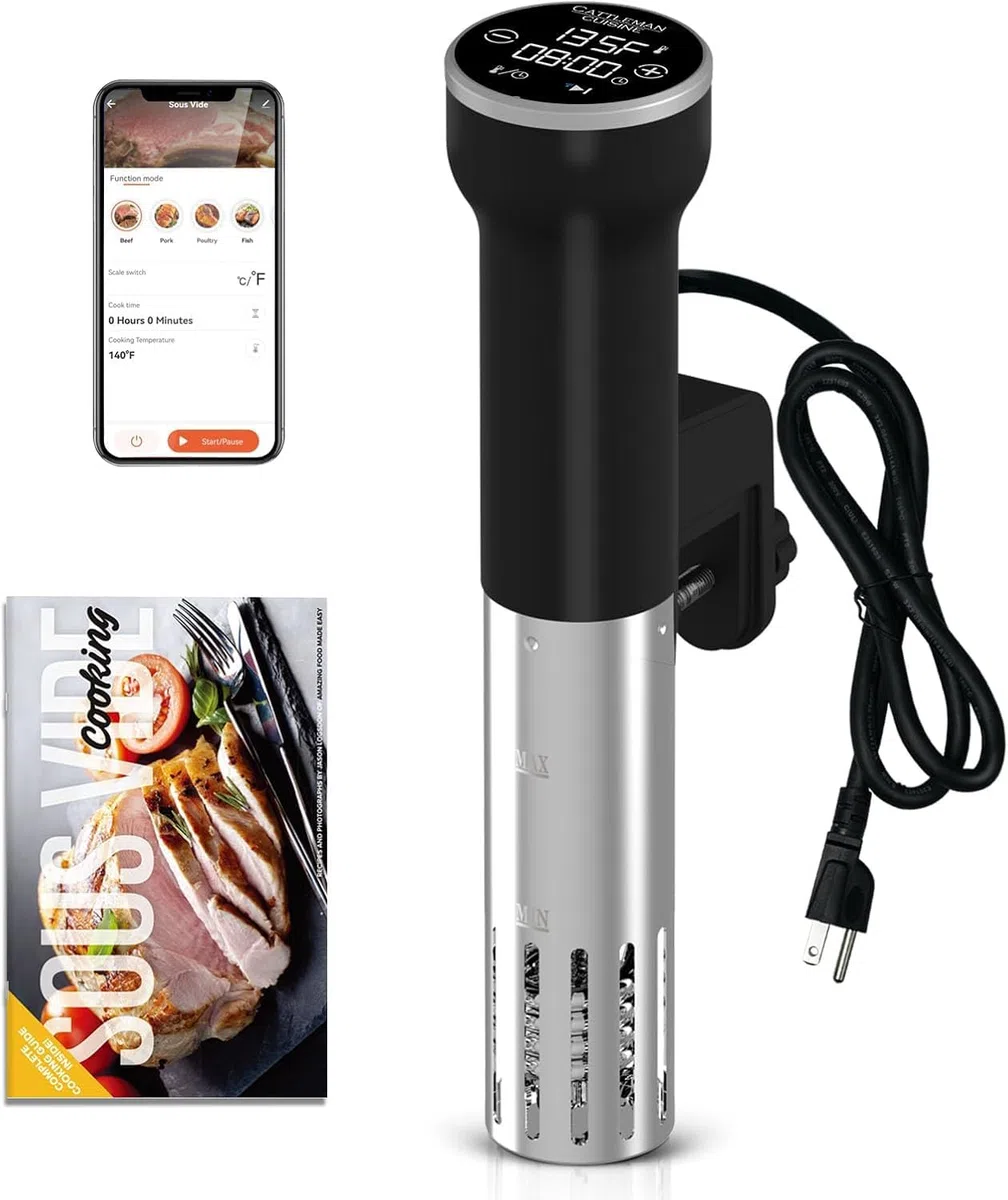 Sous Vide Machines Wi-Fi, circulador de inmersión, cocina precisa, sous-vide con control táctil preciso de temperatura y temporizador, 1000 W, portátil, sin ruido, calentamiento rápido