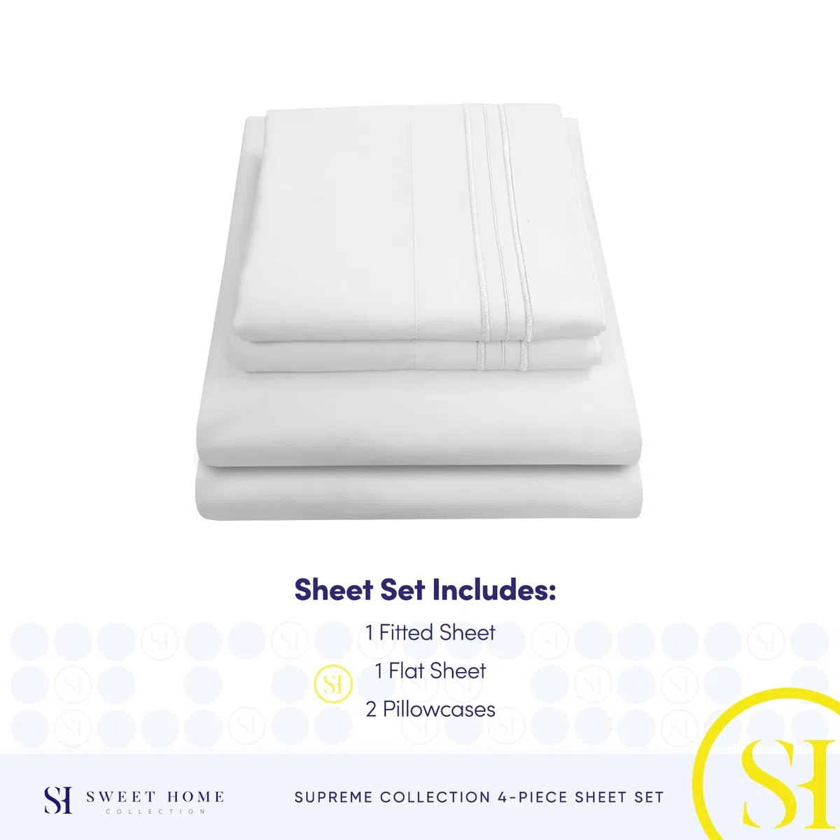 Sweet Home Collection Juego de Ropa de Cama de Microfibra cepillada egipcia Suave de 1800 Hilos, con 2 Fundas de Almohada, tamaño Extra King, Color Blanco