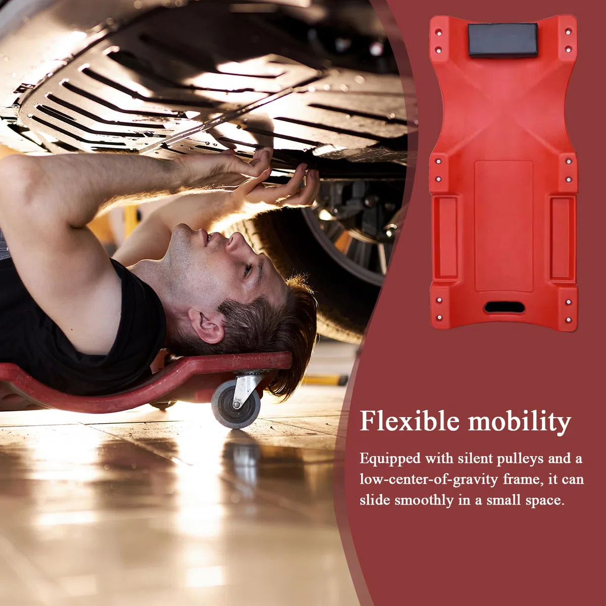 Rodillo Mecánico Bajo Coche, Carro Rodante Mecánico Bajo Coche, Plataforma Acústica de 92 cm con Ruedas Antideslizantes para Rotación de Neumáticos y Cambio de Aceite en Talleres de
