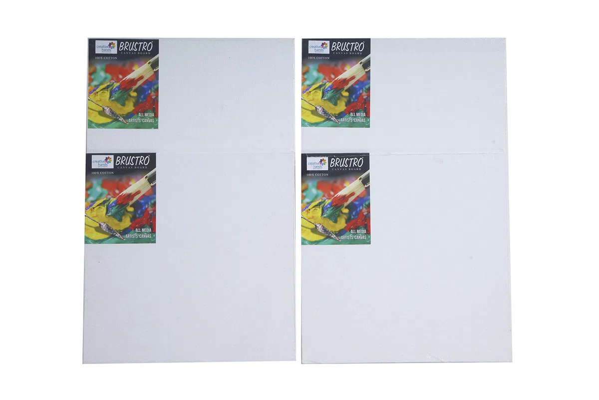 Brustro Artists - Tableros de lienzo 100% algodón, grano medio, 4 mm de grosor, 4 unidades, apto para pinturas al óleo y acrílicas (12 x 12 pulgadas)