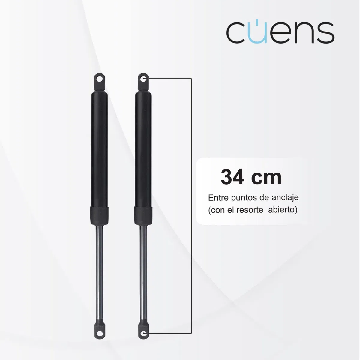 Juego de 2 amortiguadores o Resortes de Gas para canapés de 900N - Brida M-8 - Ideal para canapés de 105cm - Cuens