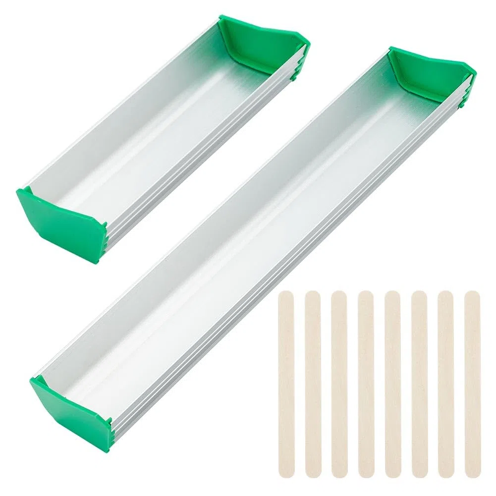 FINGERINSPIRE Recubridor de pantalla de aluminio de 2 tamaños con 50 varillas de madera para tartas de doble filo, cuchara de emulsión duradera de platino para suministros de impresión de serigrafía
