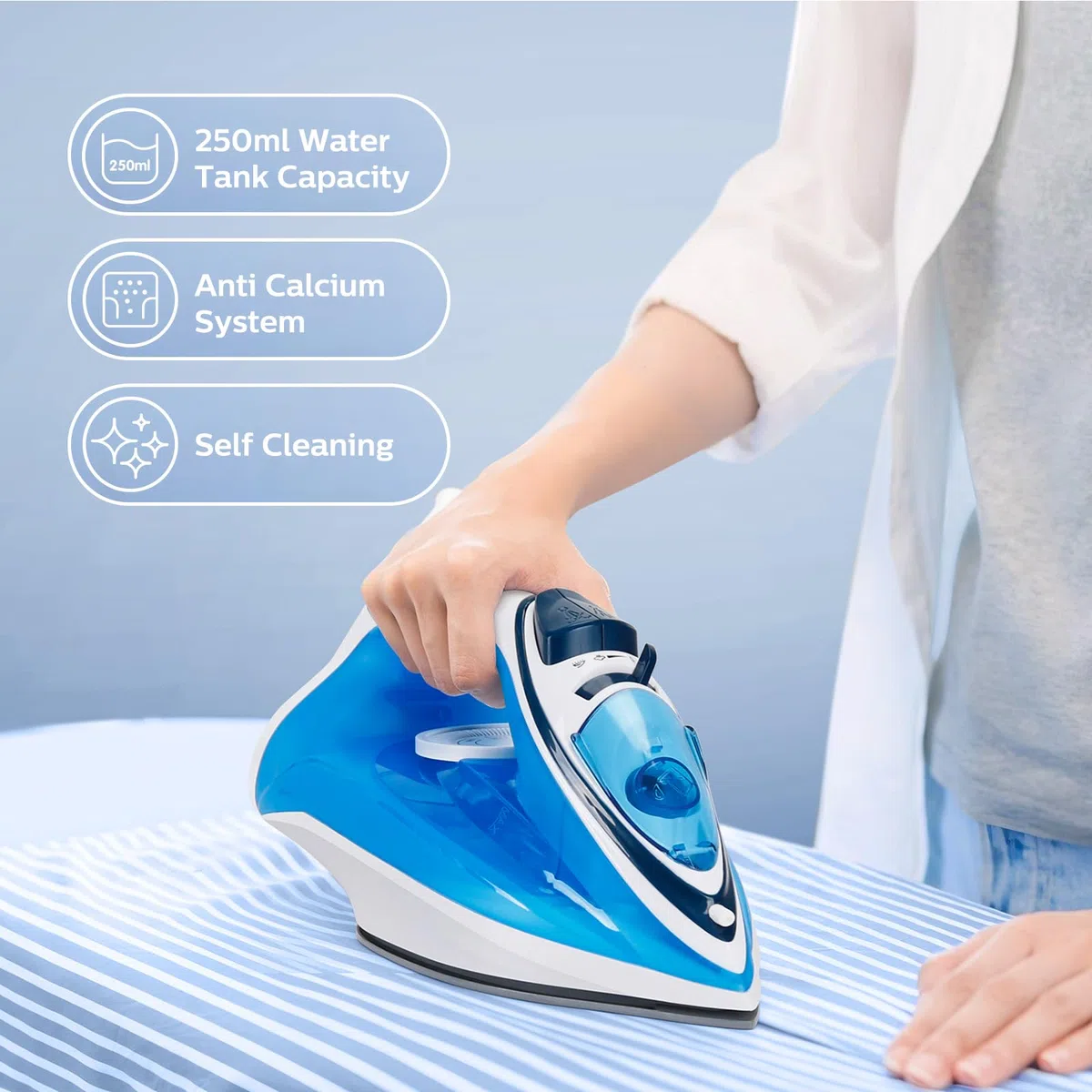 Aigostar Plancha de Vapor para Ropa 2400W - 4 Modos Vapor, Autolimpieza, Antigoteo y Antical, Suela Cerámica, 3 Niveles Temperatura - Ideal para Uso Diario en Hogar, con Guante Térmico