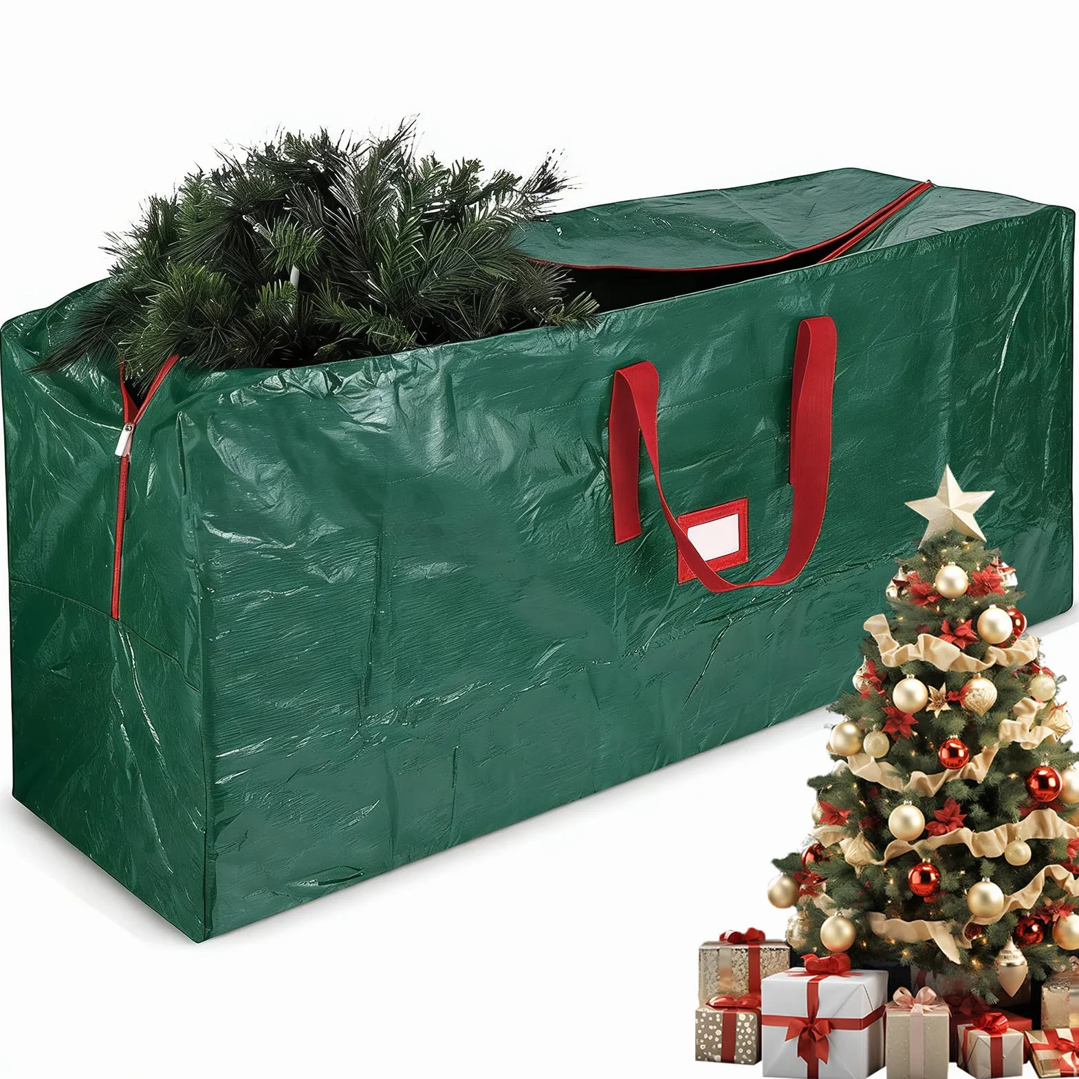Bolsa de almacenamiento de árboles de Navidad, para árboles artificiales con 220 cm, bolsa de árbol de Navidad con asas y cremallera reforzadas, tela Oxford 600D, bolsa impermeable para árbol de