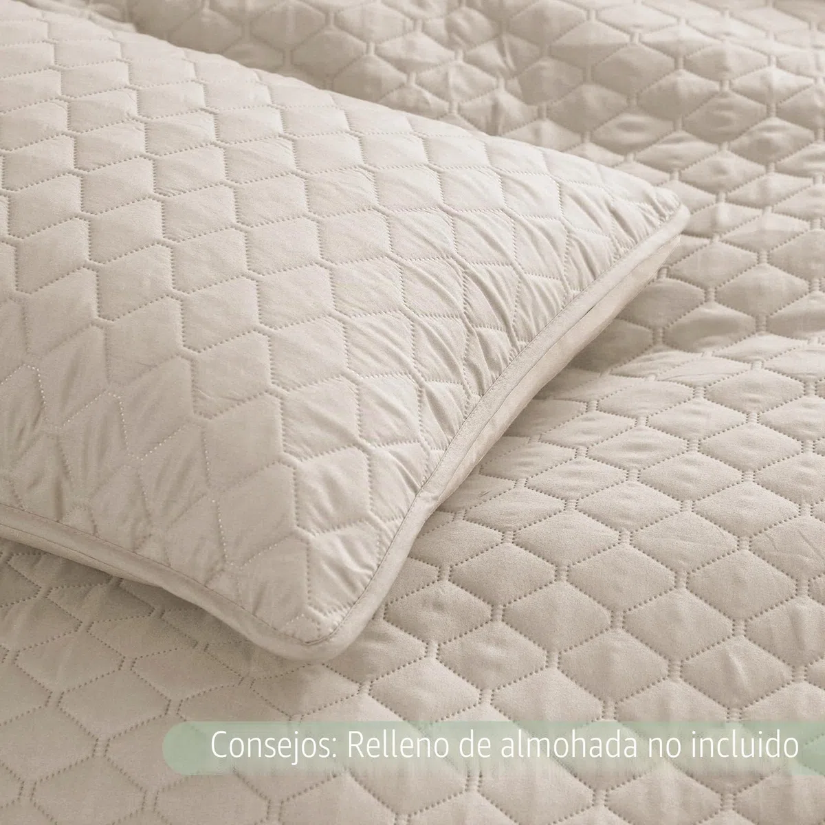 Exclusivo Mezcla Colcha Boutí - Cubrecama para Cama 135/150 (220x240 cm), con 2 Fundas de Almohada 50x65 cm, Reversible, Ligero y Suave, Todas Las Estaciones, Beige