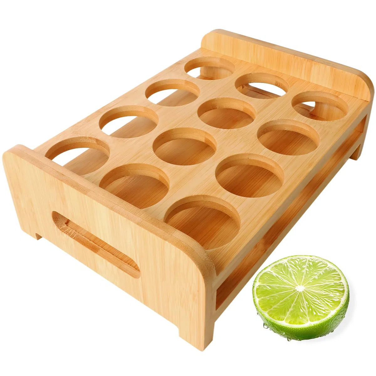 Juego de vasos de chupito, soporte para bandeja de 12 agujeros, organizador para tequila, whisky, brandy, vodka, ron, fiesta, club, bar, hogar, degustación de licores, regalo
