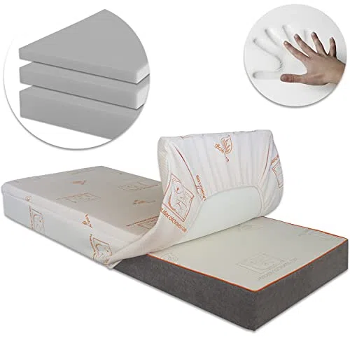 Topper Sobrecolchón Viscoelástico Plegable y Desenfundable con Núcleo de 9 cm de Visco de Densidad 55Kg/m³ | 105 x 180 cm