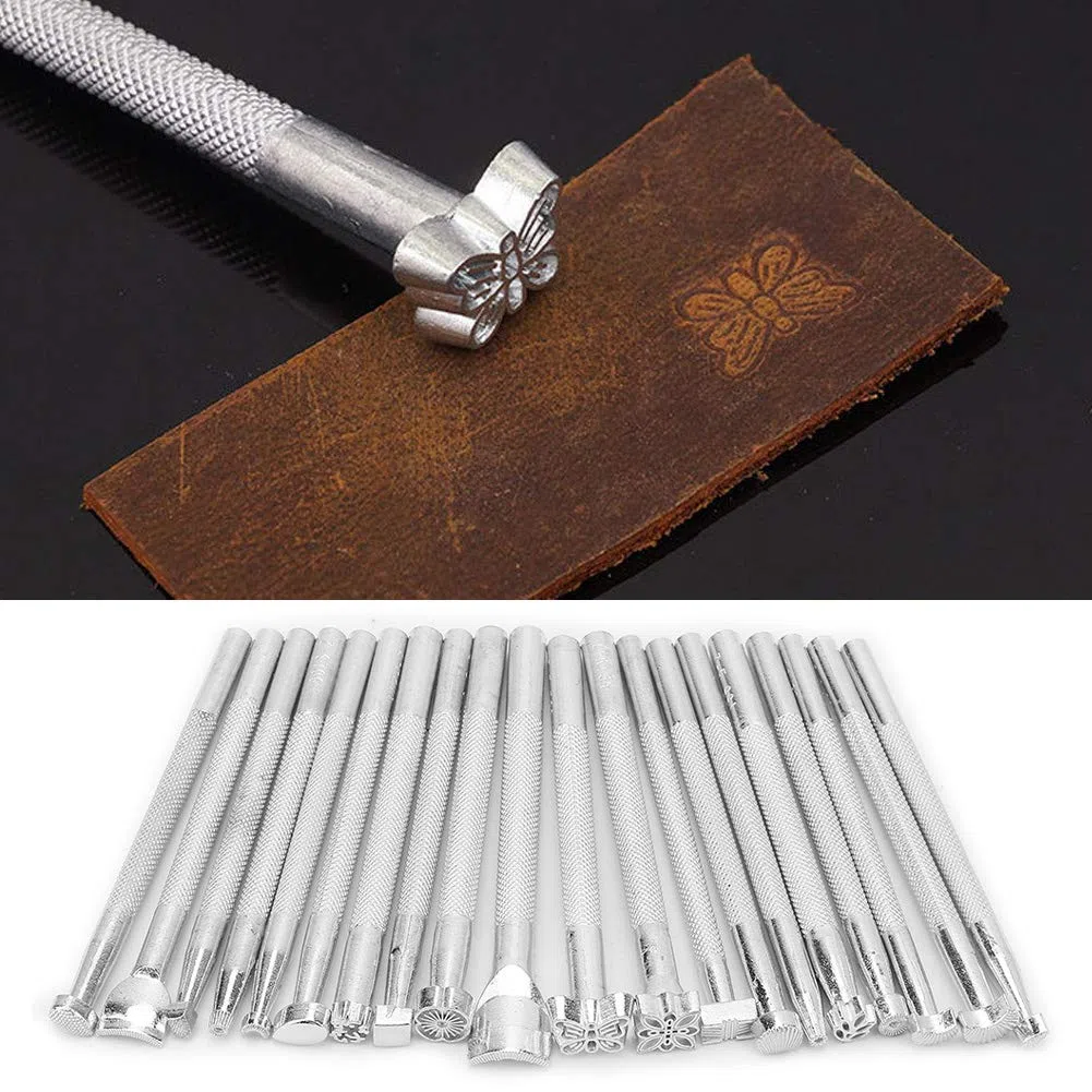 Naroote Herramientas Cuero, Juego de Herramientas de Estampado de Cuero Herramienta de Sellos de Cuero de Bricolaje Punzones de Cuero para Manualidades