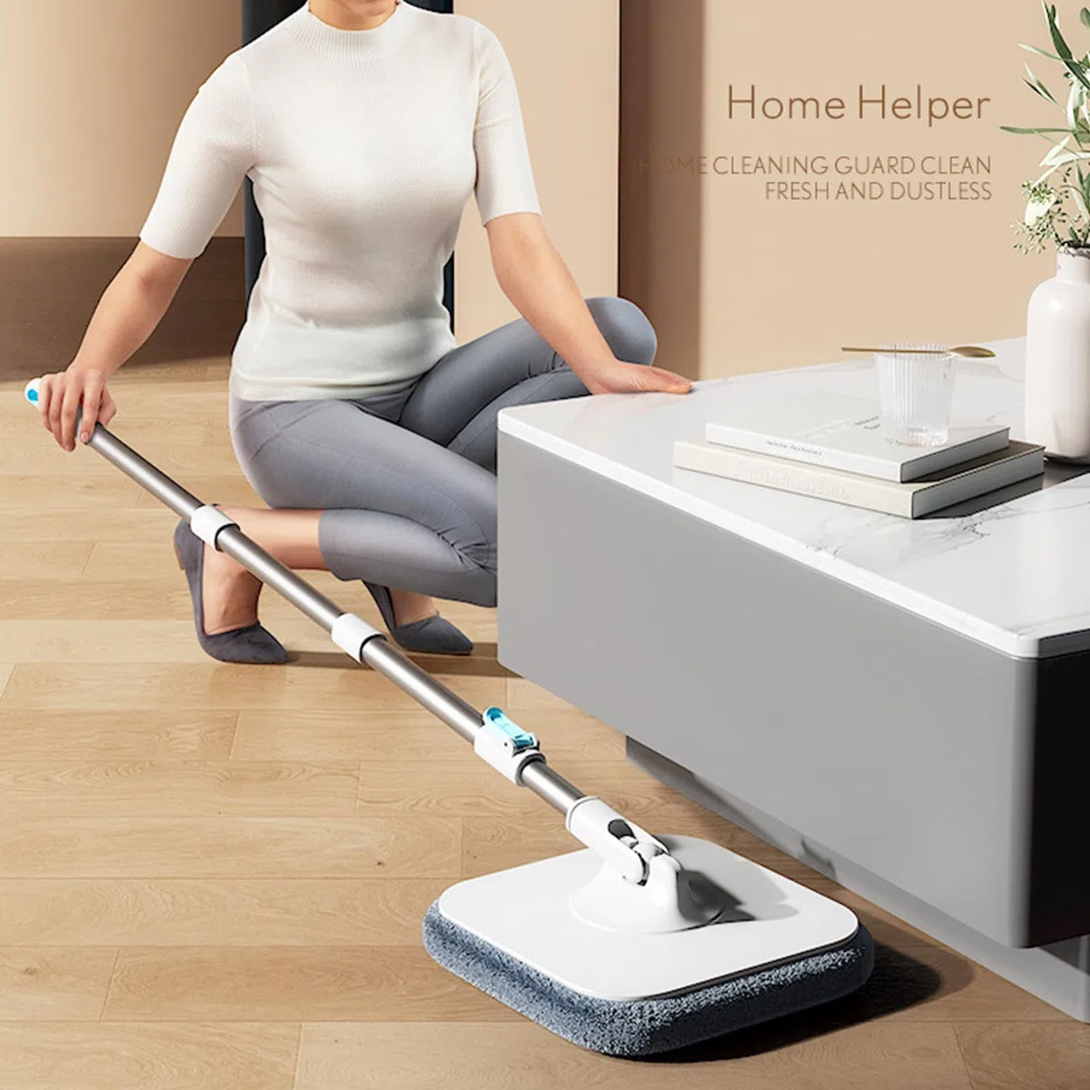 Fregona con cubo, suministros de limpieza de suelos, fregona y cubo - para dormitorio, salón, comedor, baño, estudio, madera dura