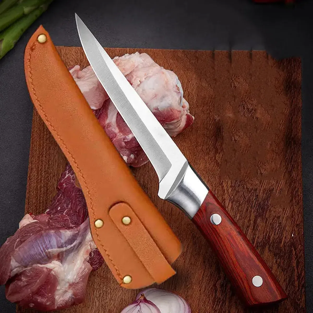 GOUDE Cuchillo japonés de Cuchillo Premium, Cuchillo de Lavado de Acero Inoxidable para carnicería de Carne peleando Cuchilla Afilada Cuchillos de Cocina de Caza