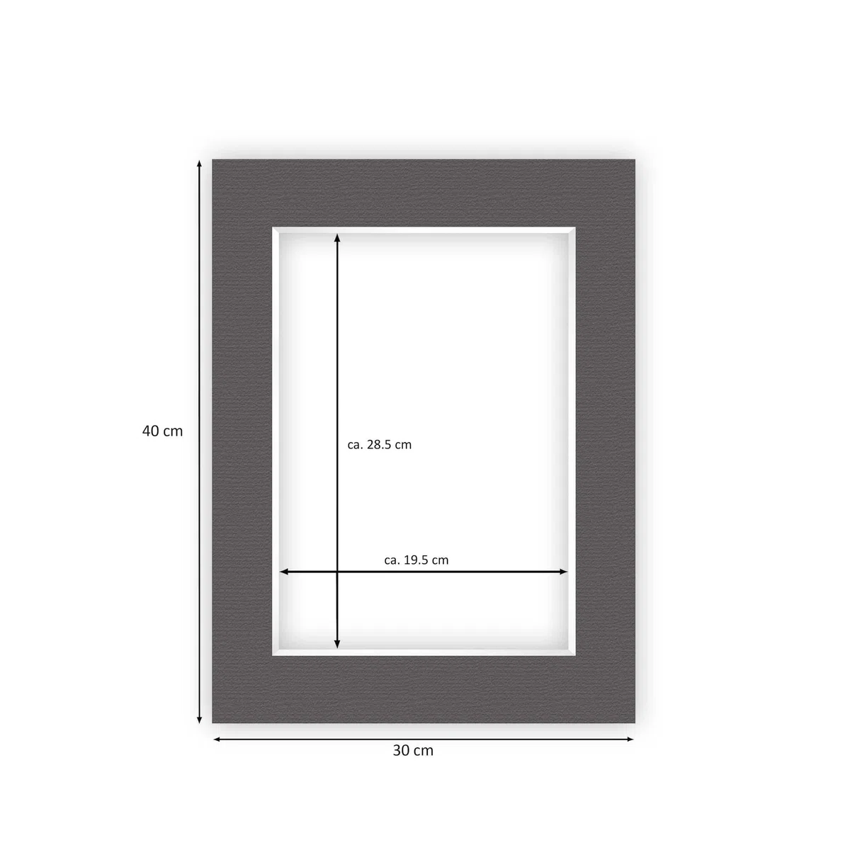nielsen Conservation Passepartout cartón 2,2 mm,juego de 5, tamaño exterior 30x40 cm para tamaño de imagen 20,5 x 29,5 cm,gris grafito con estructura