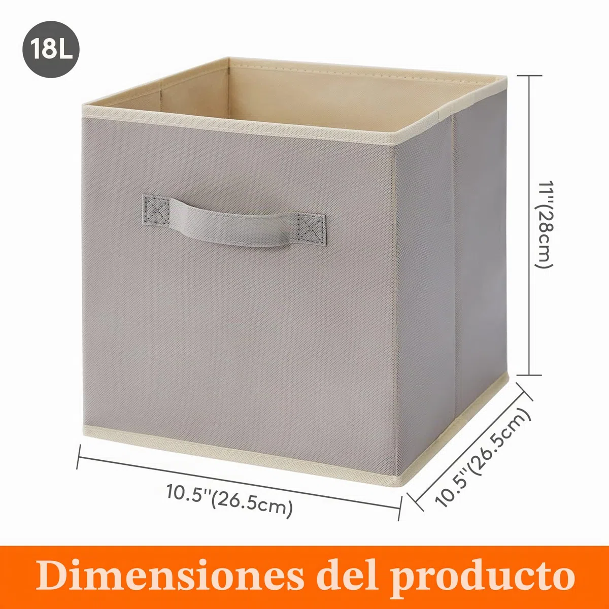 Lifewit Cubos de almacenamiento plegables, Cestas de Almacenamiento de Tela, Cajas de Almacenamiento con asas, Organizadores para ropa, Juguetes, 26,5 x 26,5 x 28 cm, 18 L, Juego de 6, Gris Claro