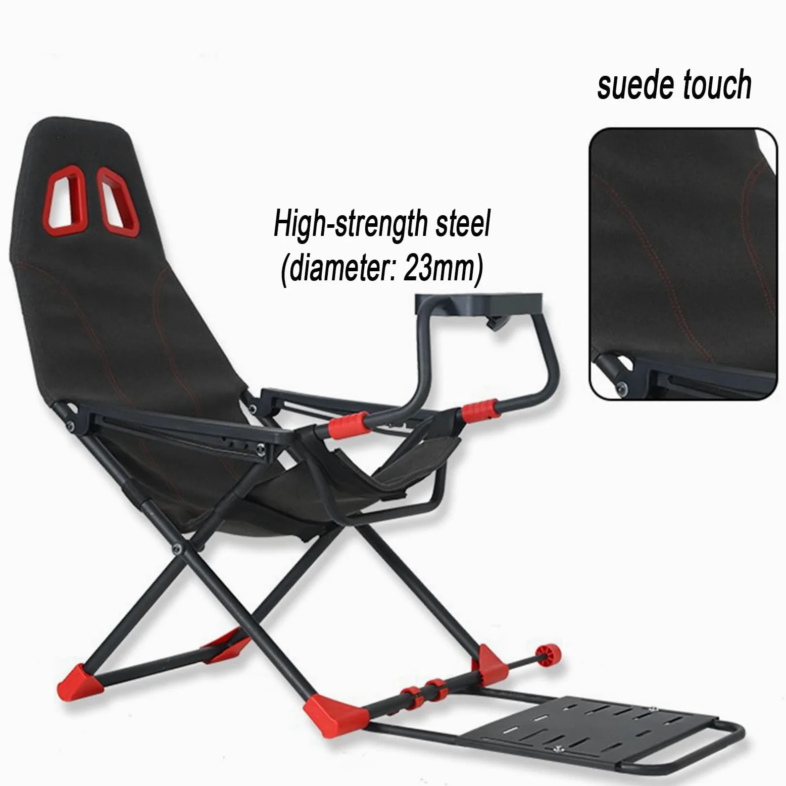 Cabina de simulador de carreras con soporte de rueda ajustable y asiento ergonómico, diseño plegable para consolas de juegos y PC